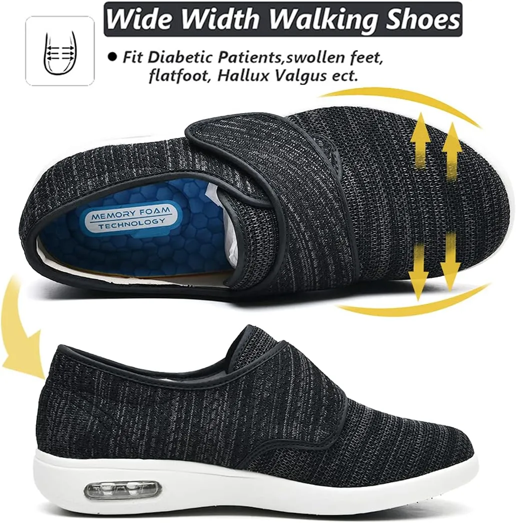 W&LESVAGO Women's Wide Width Diabetic Shoes, Breathable Lightweight Walking Sneakers for Edema Arthritis Swollen Feet