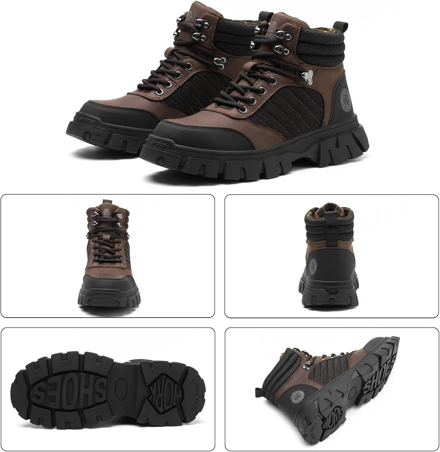 Waterproof Steel Toe Boots For Men-6 Inch Comfortable Mens Safety Work Boots Indestructible Steel Toe Shoes Lightweight Non Slip Puncture Resistant Industrial Construction Boot