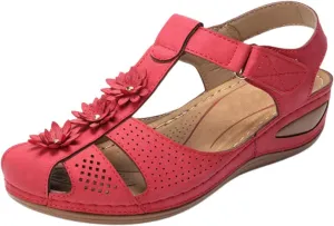 Wedge Sandals for Women Closed Toe Comfortable with Massage Function Outdoor Platform Orthotic Slippers Arch Support Shoes Orthopedic Dressy Summer Buckle Ankle Strap Espadrilles