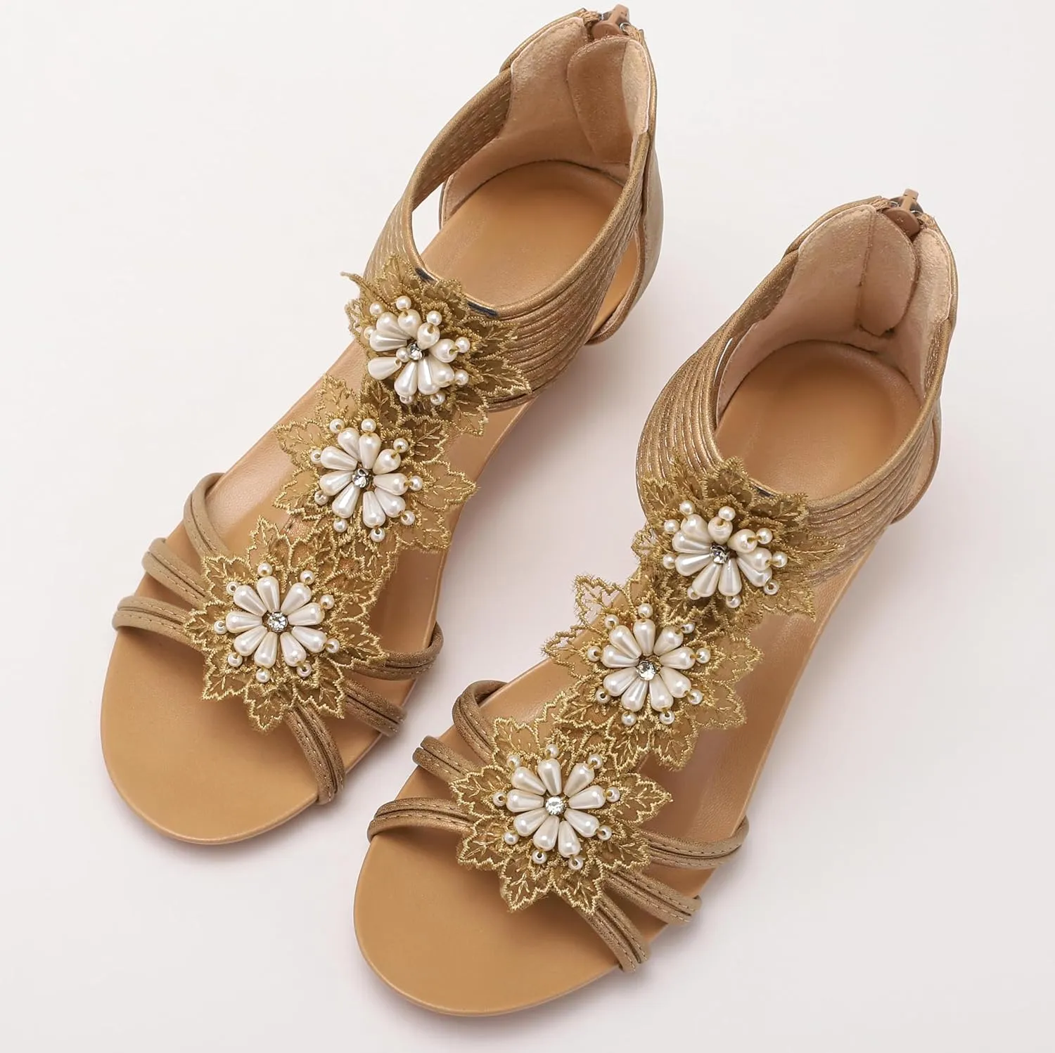 Wedge Sandals for Women Summer Open Toe Fashion Dress Shoes Flower Rhinestone Casual Ankle Strap Platform for Walking Beach Vacation Comfortable Dressy Sandals