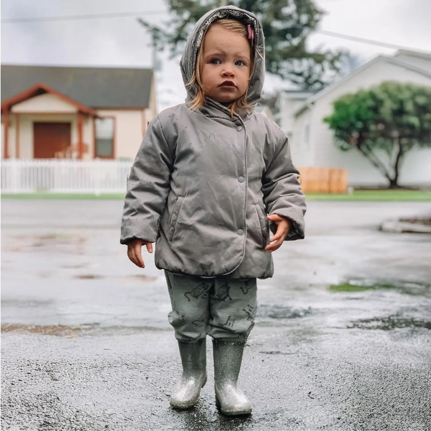 Western Chief Girl's Glitter Waterproof Rain Boot with Easy Pull on Handles, Perfect Lightweight Rain Boots for Kids