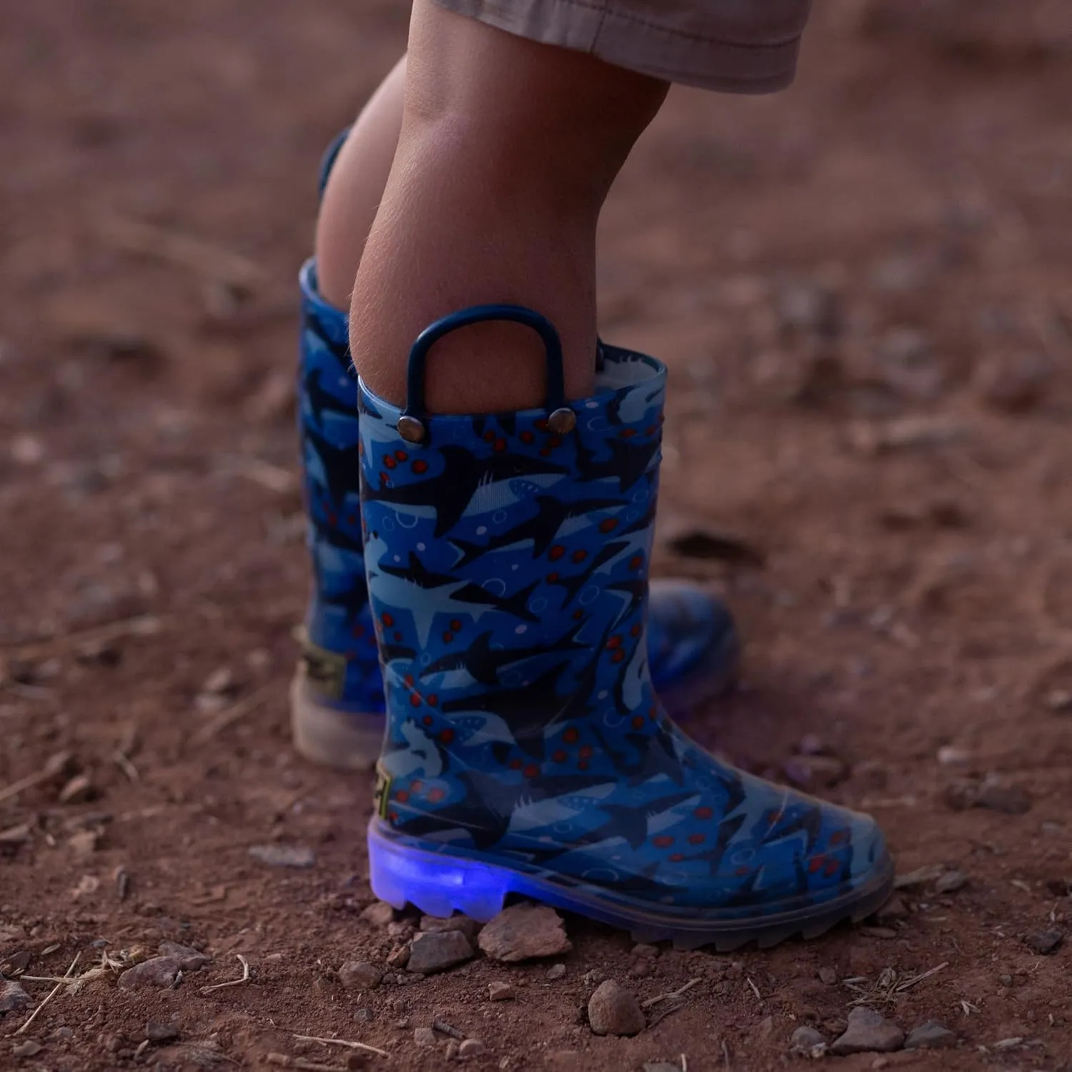 Western Chief Kids Waterproof Light Up Rain Boots With Handles for Easy On and Off for Boys and Girls