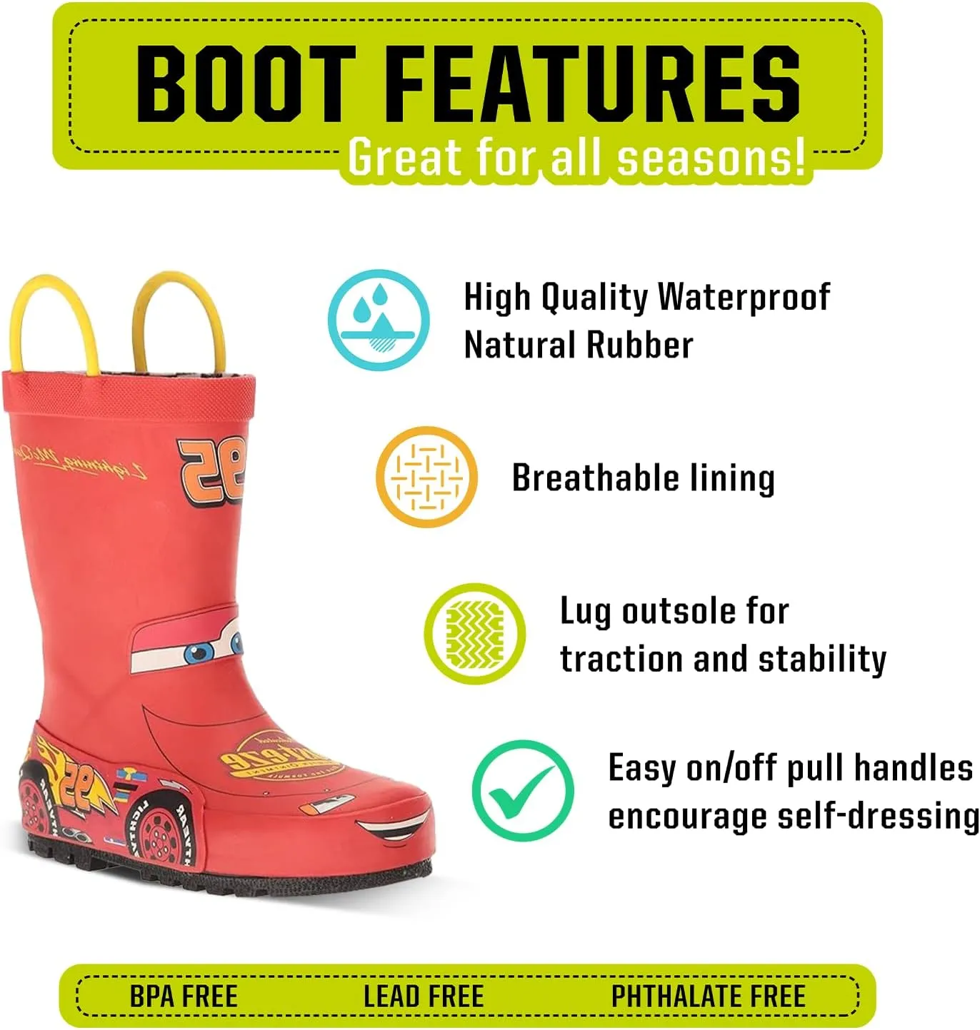 Western Chief Rain Boots with Pull on Handles for Toddlers and Kids - Premium Waterproof Boots for Boys and Girls