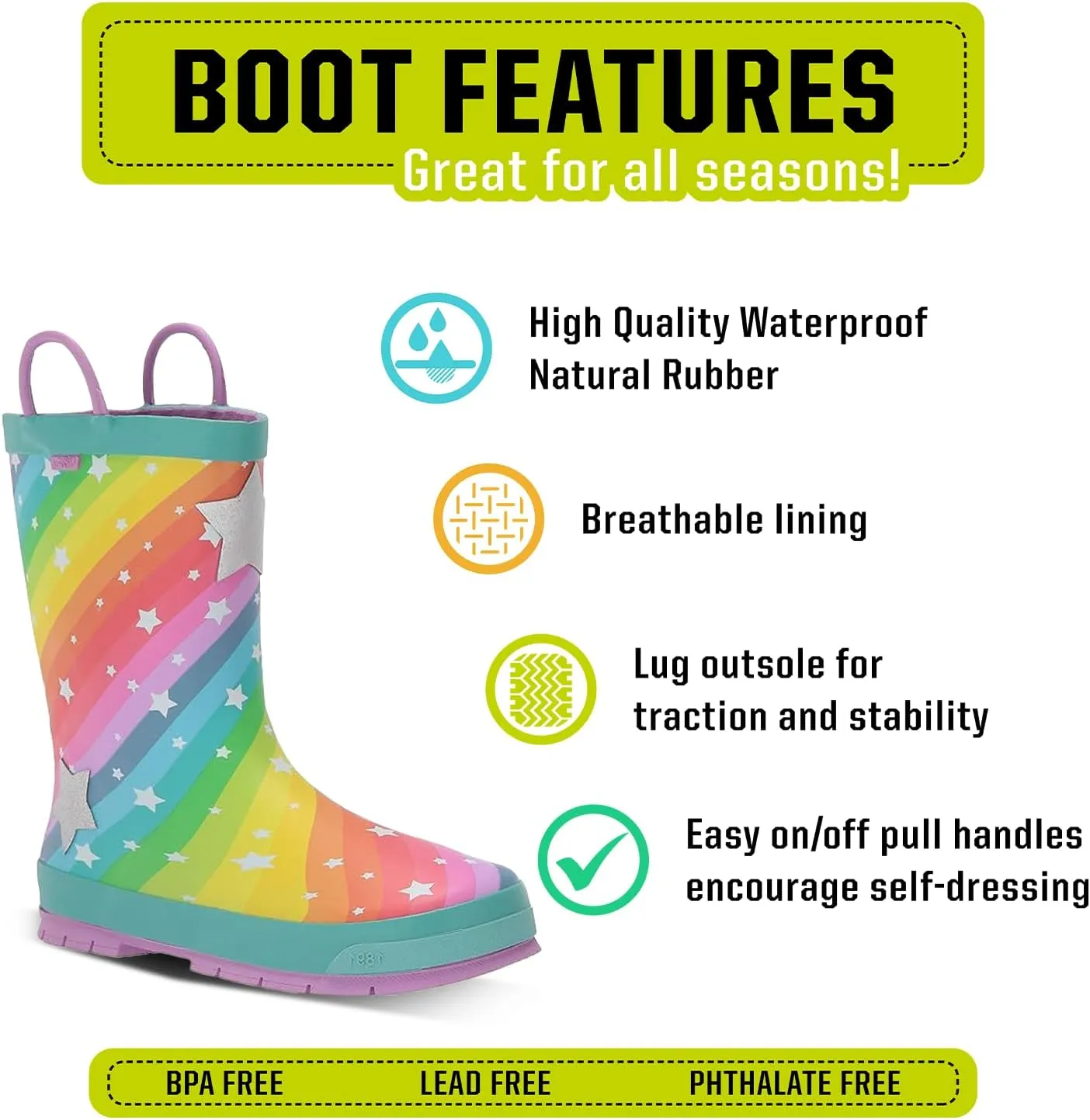 Western Chief Rain Boots with Pull on Handles for Toddlers and Kids - Premium Waterproof Boots for Boys and Girls