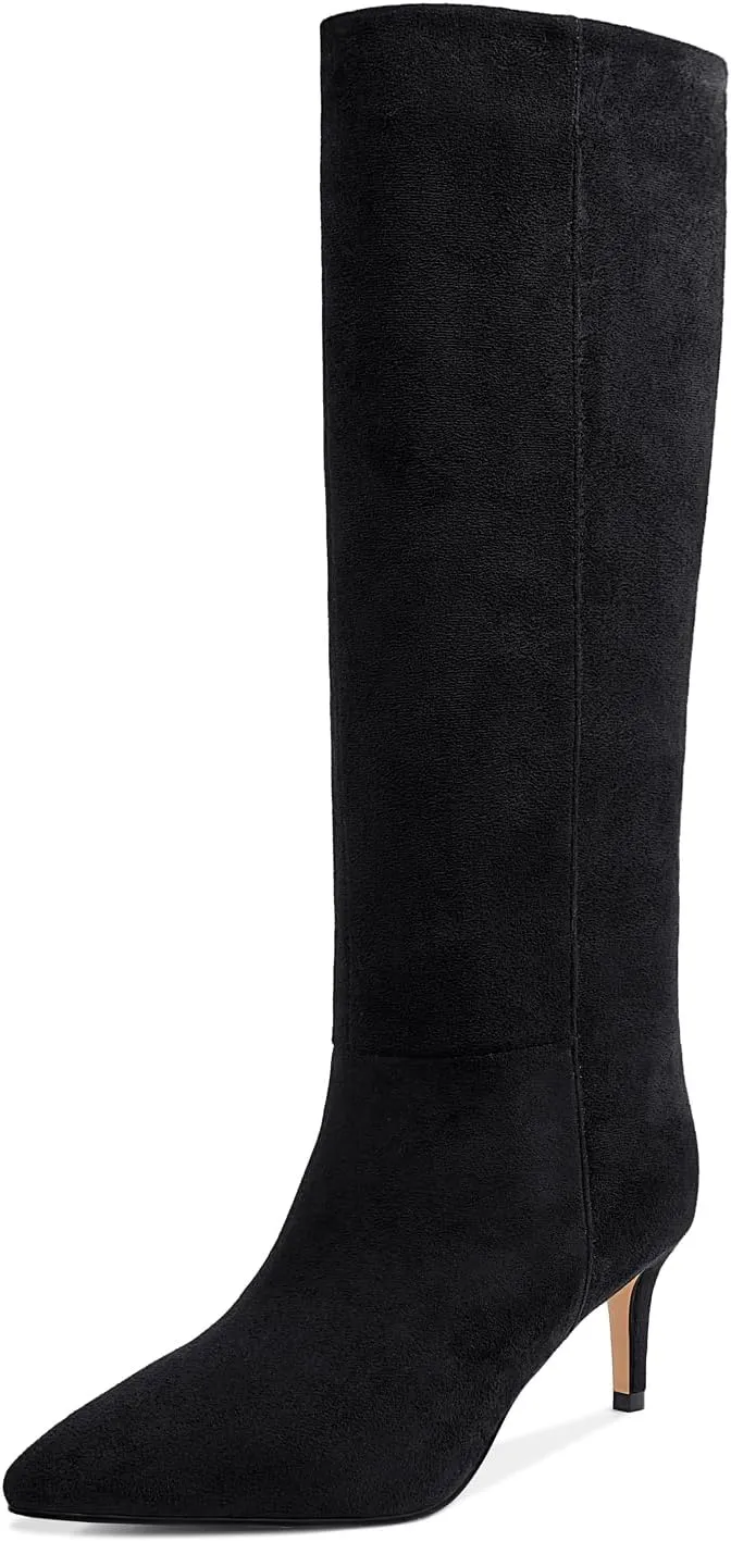 wetkiss Knee High Boots for Women, with Kitten Heel and Pointed Toe Design, Classic and Sexy