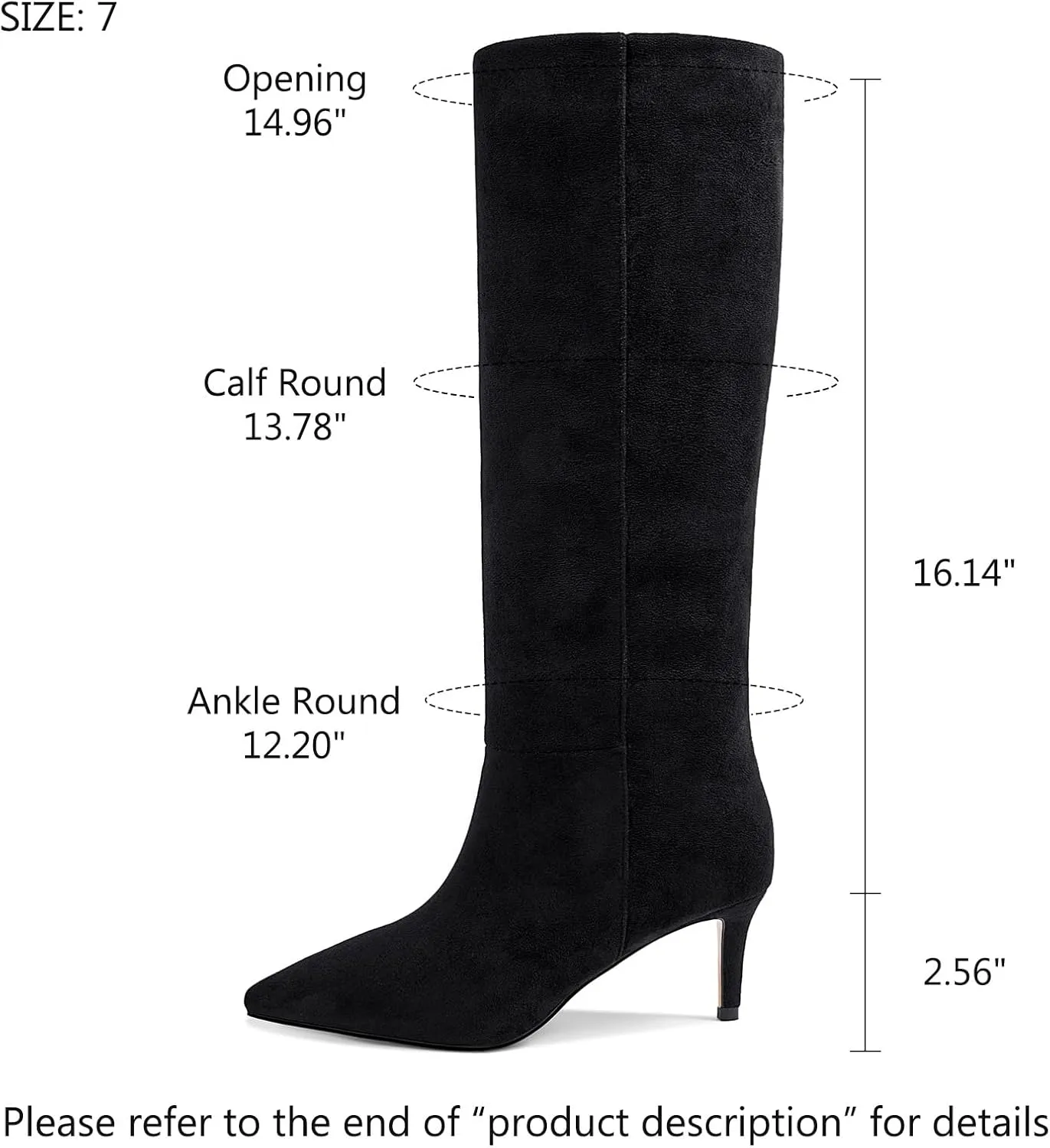 wetkiss Knee High Boots for Women, with Kitten Heel and Pointed Toe Design, Classic and Sexy