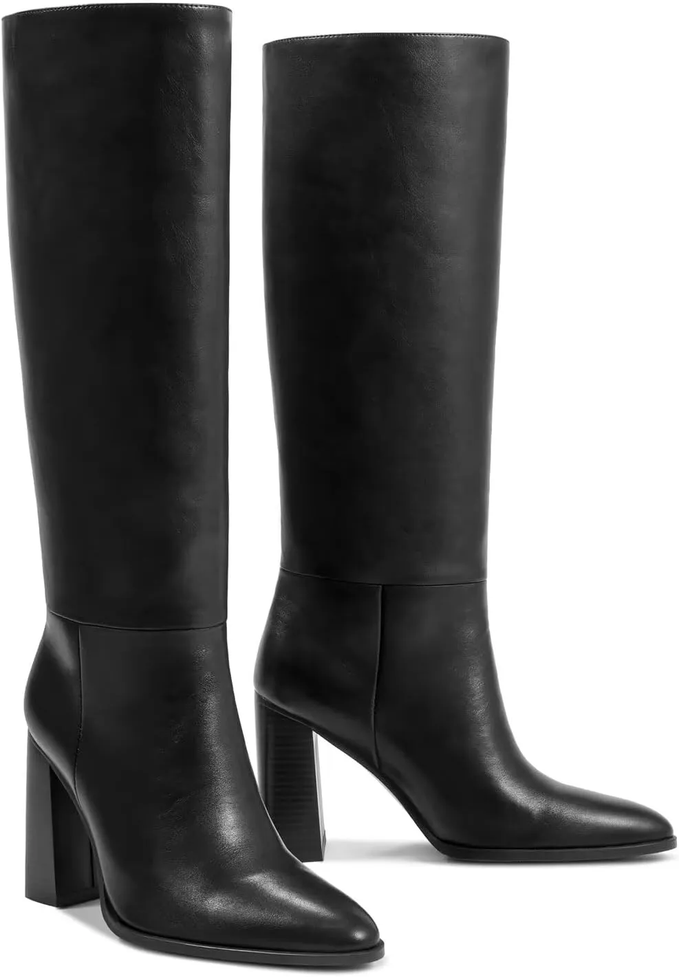 wetkiss Knee High Boots Women with No Zipper Slip On Boots for Work Date Dress Party Club Shoes