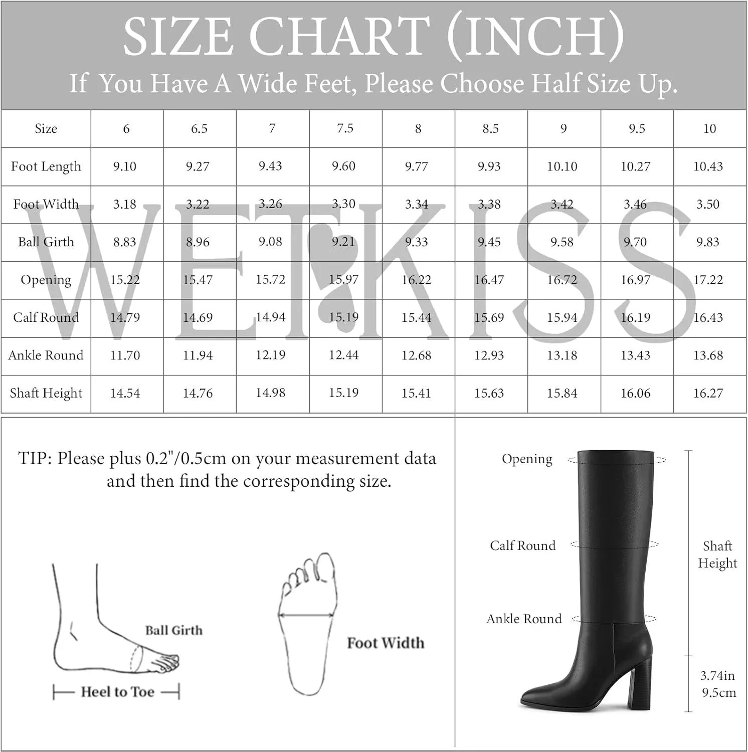 wetkiss Knee High Boots Women with No Zipper Slip On Boots for Work Date Dress Party Club Shoes
