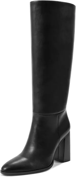 wetkiss Knee High Boots Women with No Zipper Slip On Boots for Work Date Dress Party Club Shoes