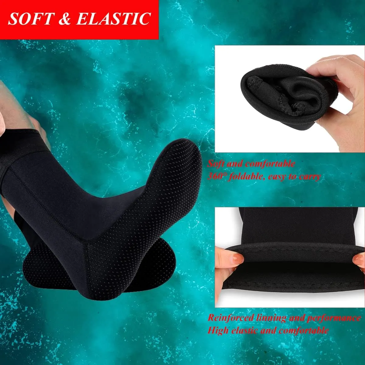 Wetsuit Socks 3mm Neoprene Diving Socks Thermal Anti-Slip Scuba Socks Water Booties for Swimming Water Sports