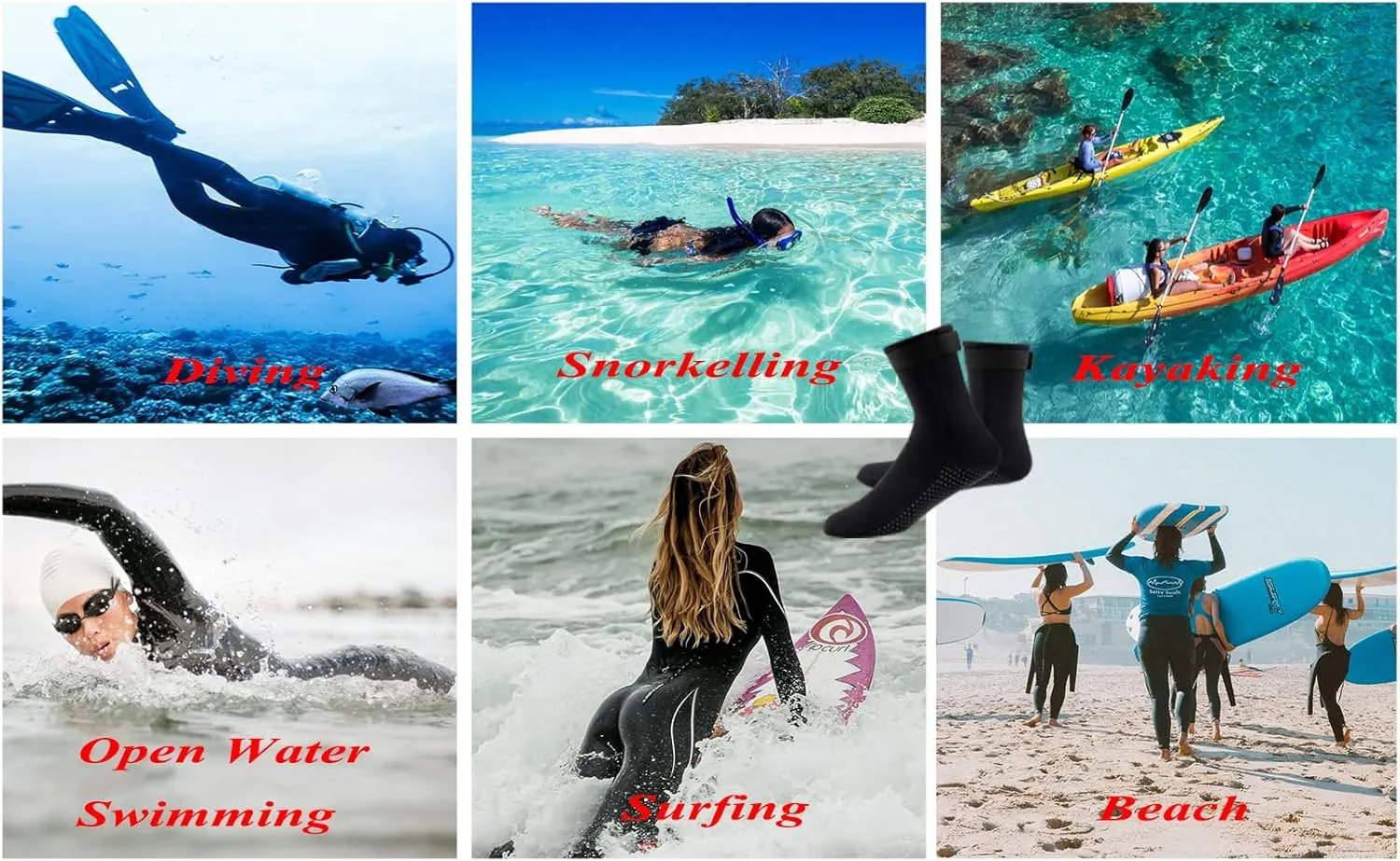 Wetsuit Socks 3mm Neoprene Diving Socks Thermal Anti-Slip Scuba Socks Water Booties for Swimming Water Sports