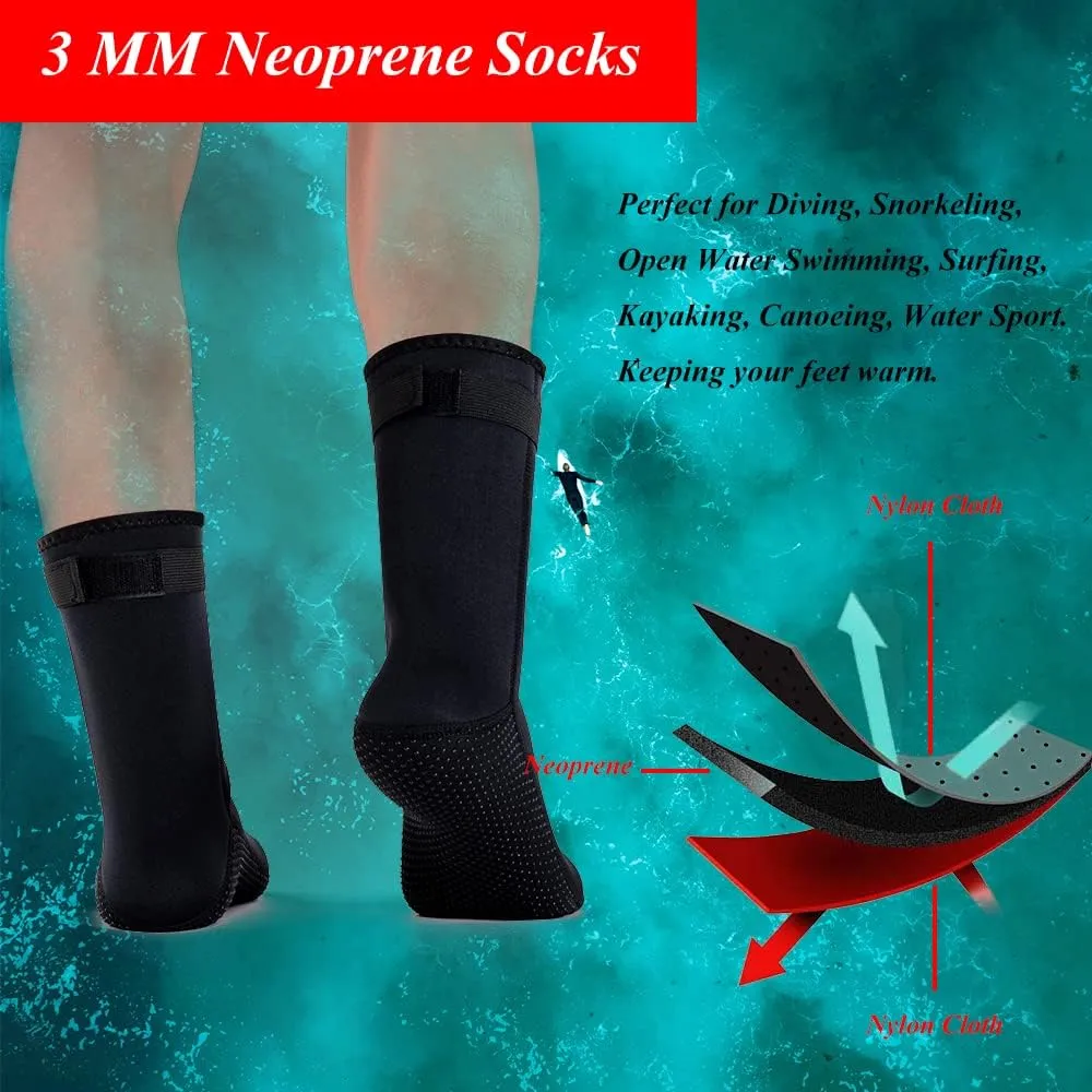Wetsuit Socks 3mm Neoprene Diving Socks Thermal Anti-Slip Scuba Socks Water Booties for Swimming Water Sports