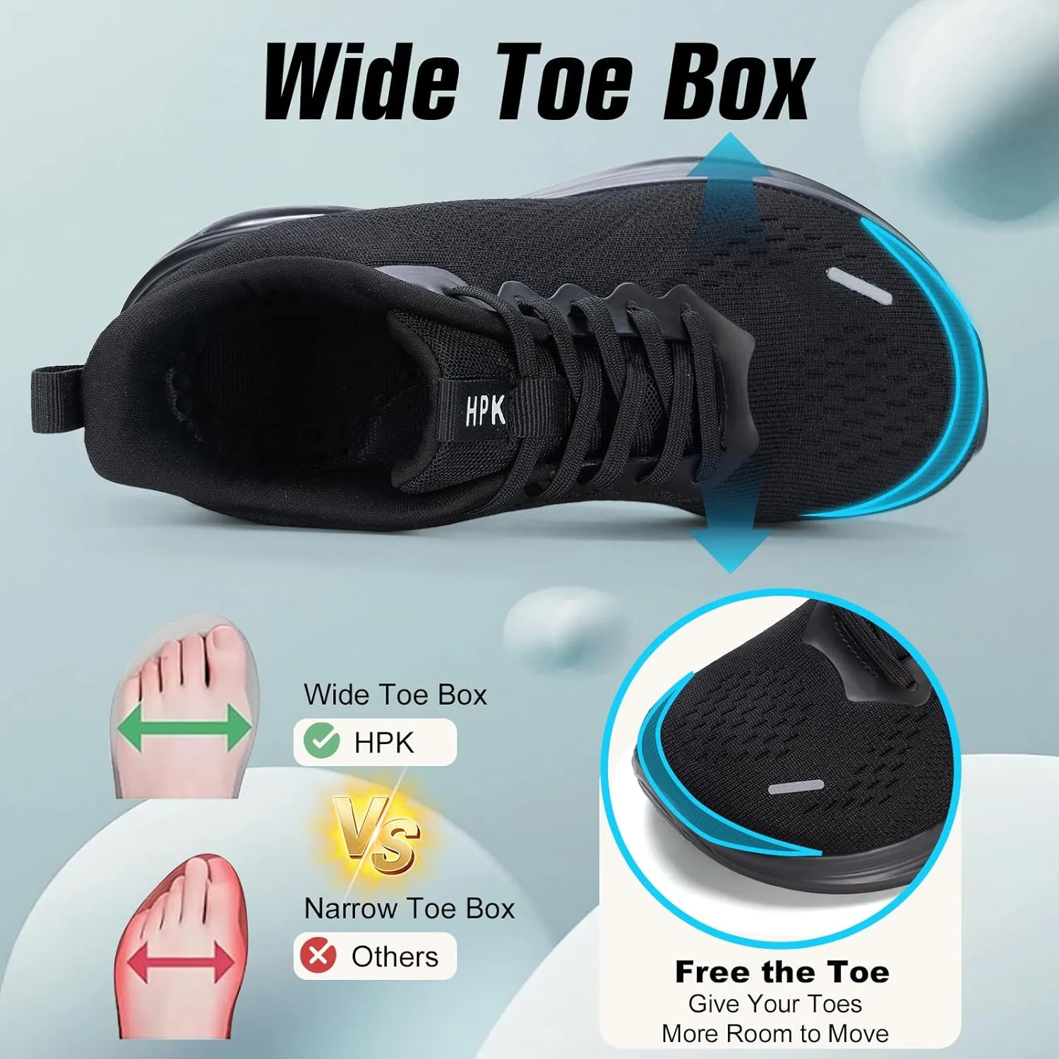 Wide Toe Box Shoes Women Air Cushion Running Shoes Extra Wide Width Sneakers Ultra Light Tennis Arch Support Walking Diabetic Plantar Fasciitis Athletic