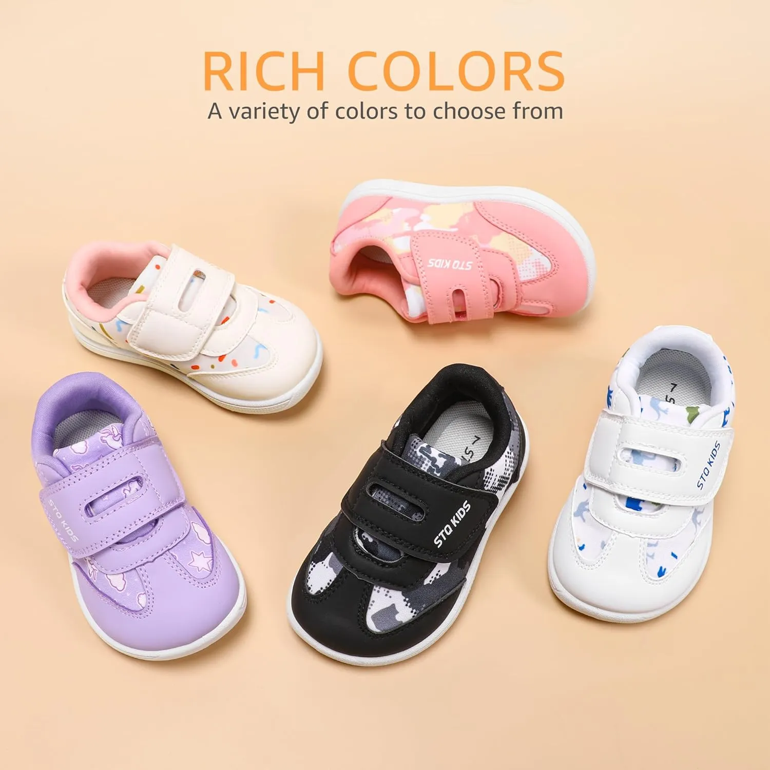 Wide Toe Box Toddler Shoes Zero Drop Boys Girls Barefoot Shoe Non-Slip Little Kids Sneakers for First Walking