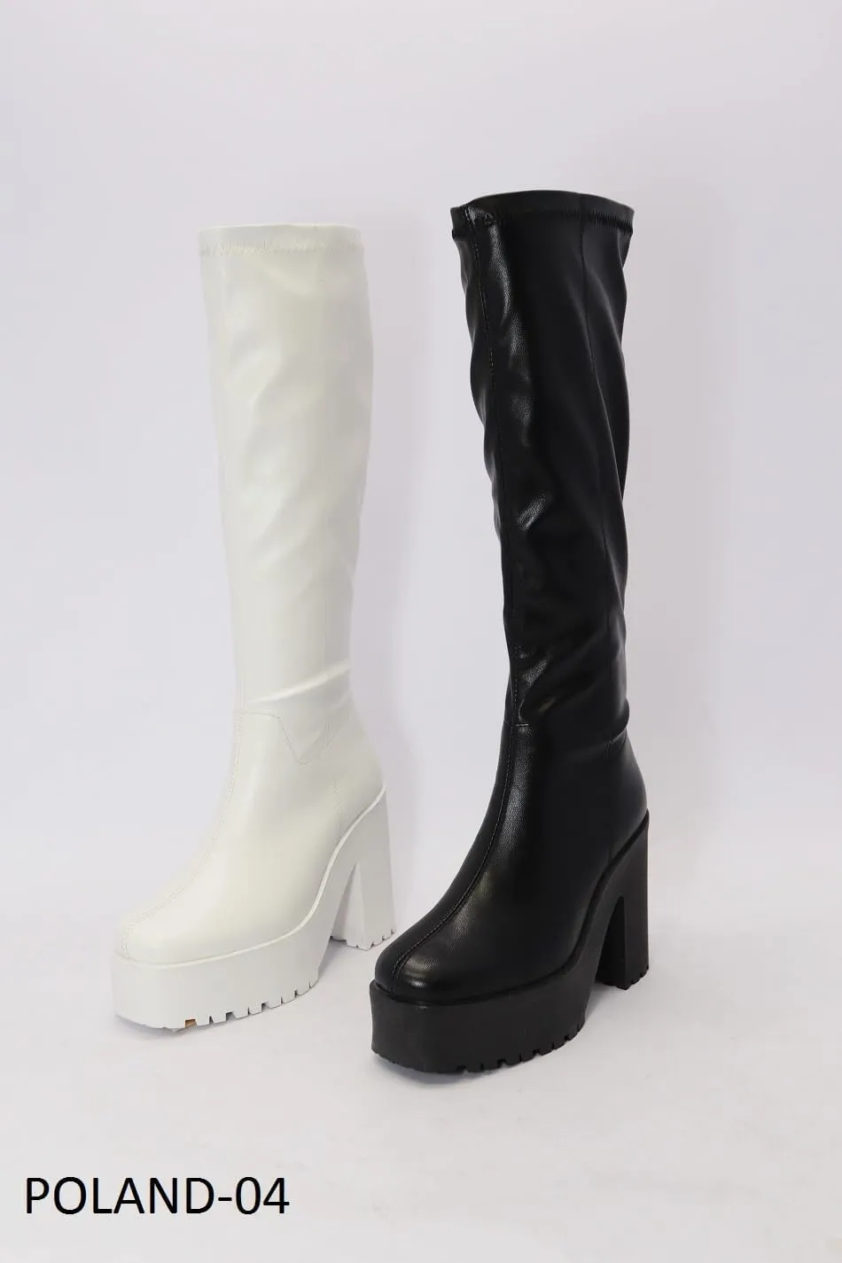 Wild Diva Women Knee High Chunky Block Heel Platform Square Toe Fashion Boots