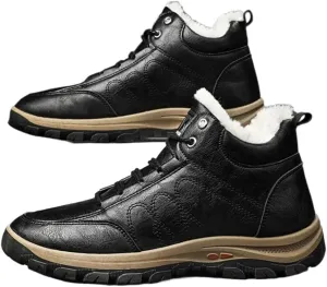 Winter Warm Sneakers Men High Top Plush Waterproof Snow Boots Male Ankle Shoes Comfortable(40 Code)