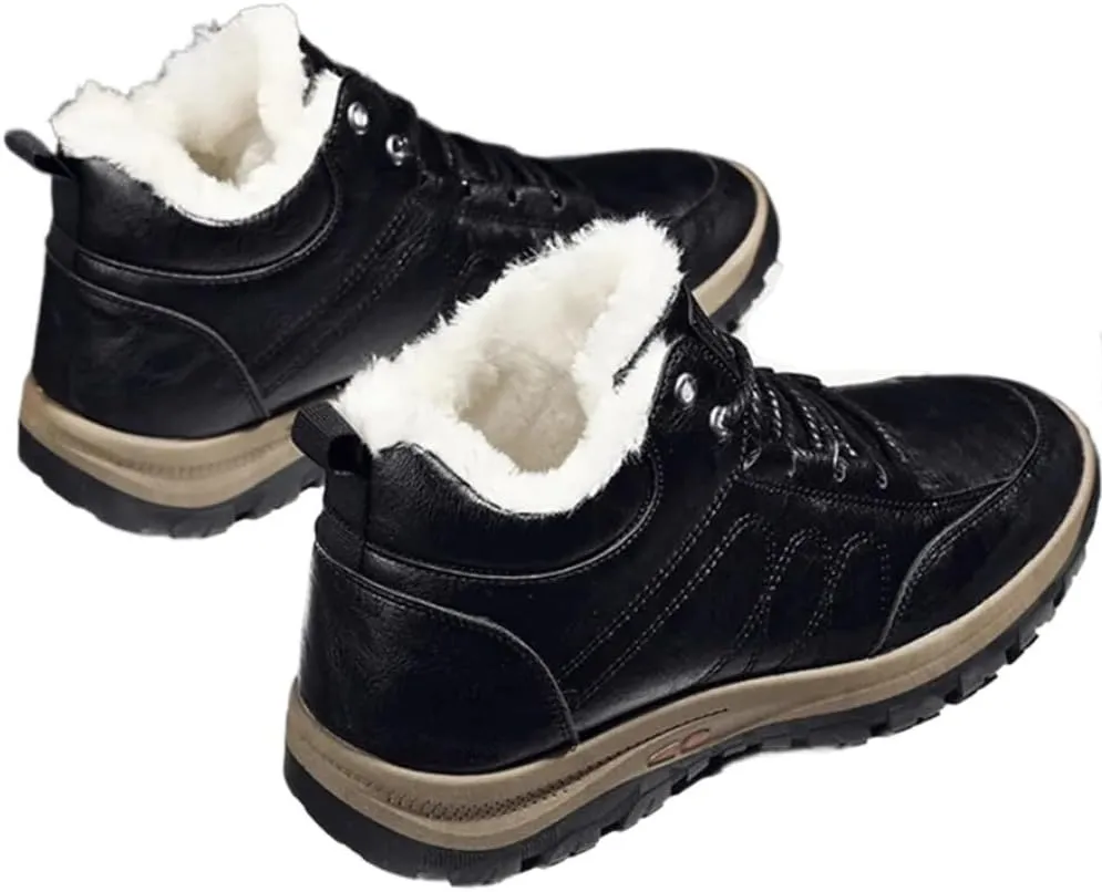 Winter Warm Sneakers Men High Top Plush Waterproof Snow Boots Male Ankle Shoes Comfortable(40 Code)