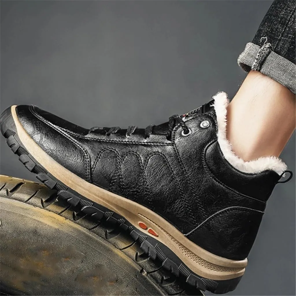Winter Warm Sneakers Men High Top Plush Waterproof Snow Boots Male Ankle Shoes Comfortable(40 Code)