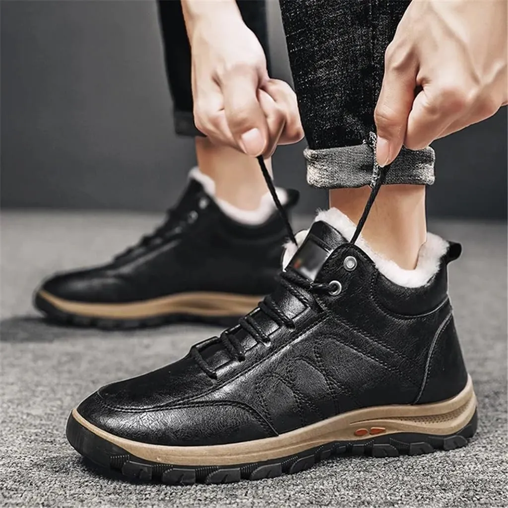 Winter Warm Sneakers Men High Top Plush Waterproof Snow Boots Male Ankle Shoes Comfortable(40 Code)