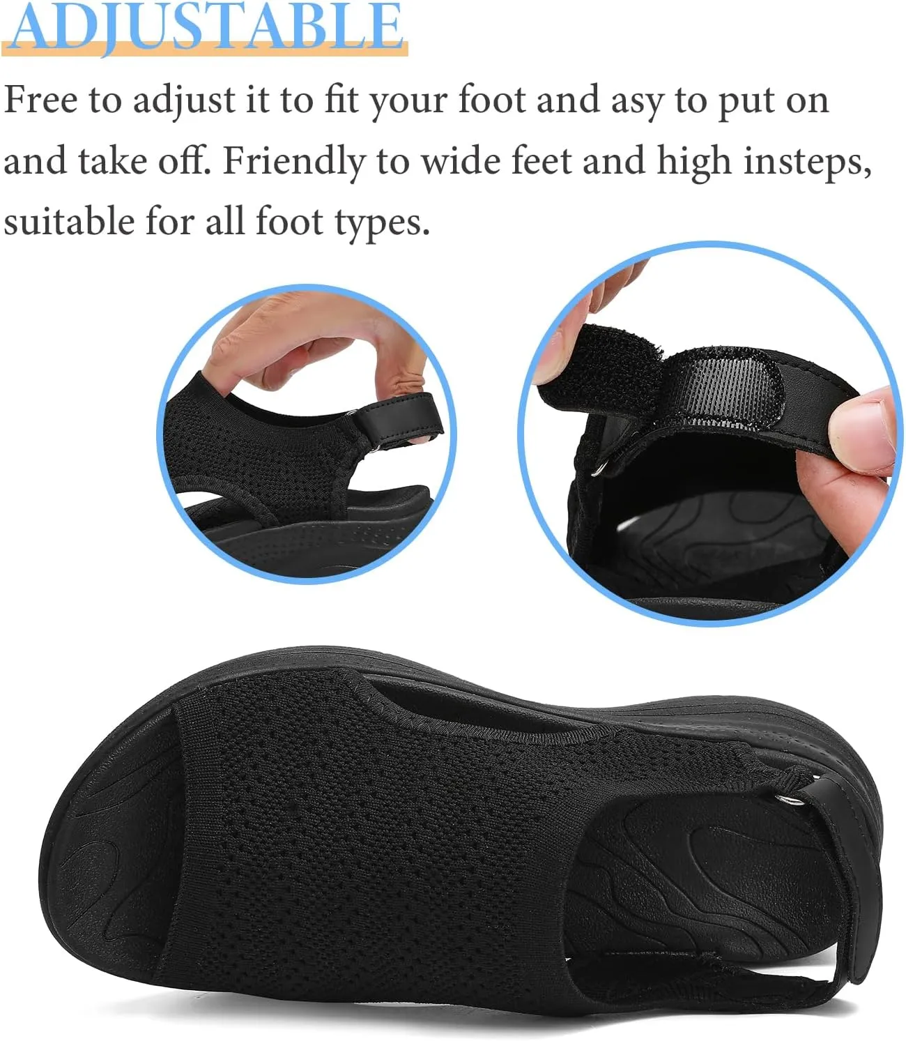 Women Arch Support Orthotic Walking Sandals Open Toe Adjustable Ankle Strap