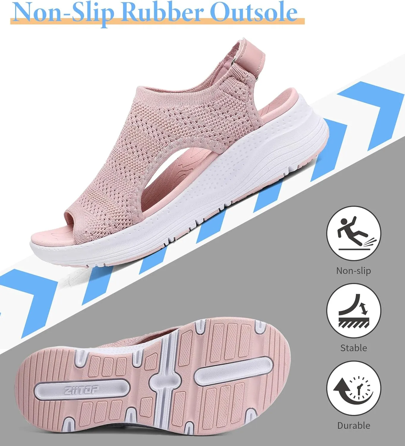 Women Arch Support Orthotic Walking Sandals Open Toe Adjustable Ankle Strap