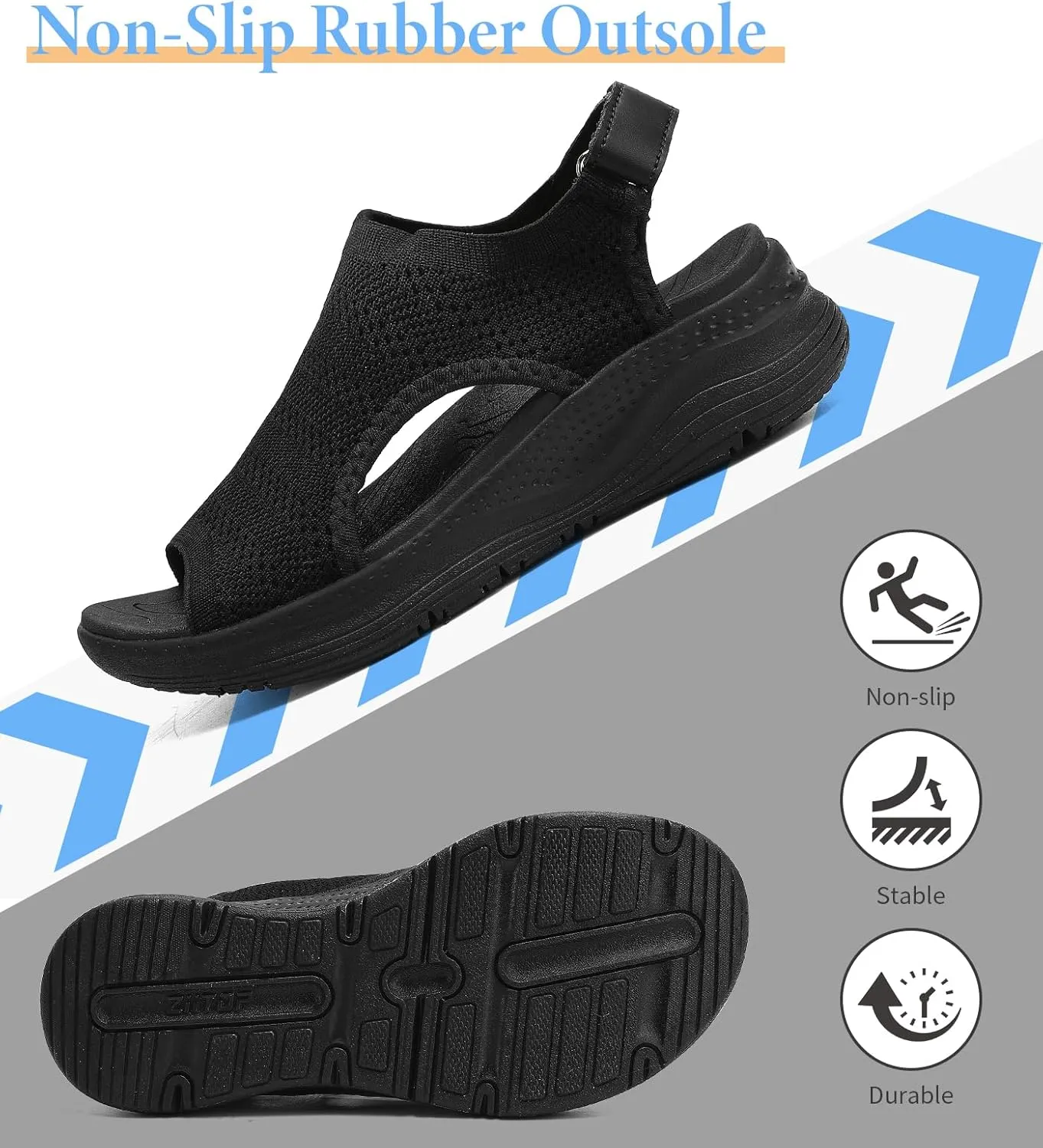Women Arch Support Orthotic Walking Sandals Open Toe Adjustable Ankle Strap