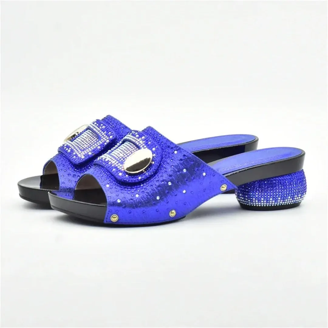 Women Luxury Rhinestone Designer Slip-On Slingback Pumps with Round Toe and Medium Heel for Party