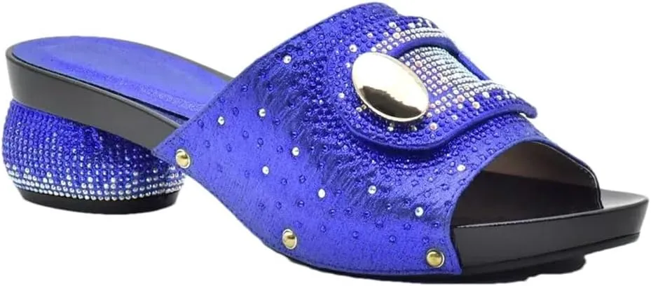 Women Luxury Rhinestone Designer Slip-On Slingback Pumps with Round Toe and Medium Heel for Party