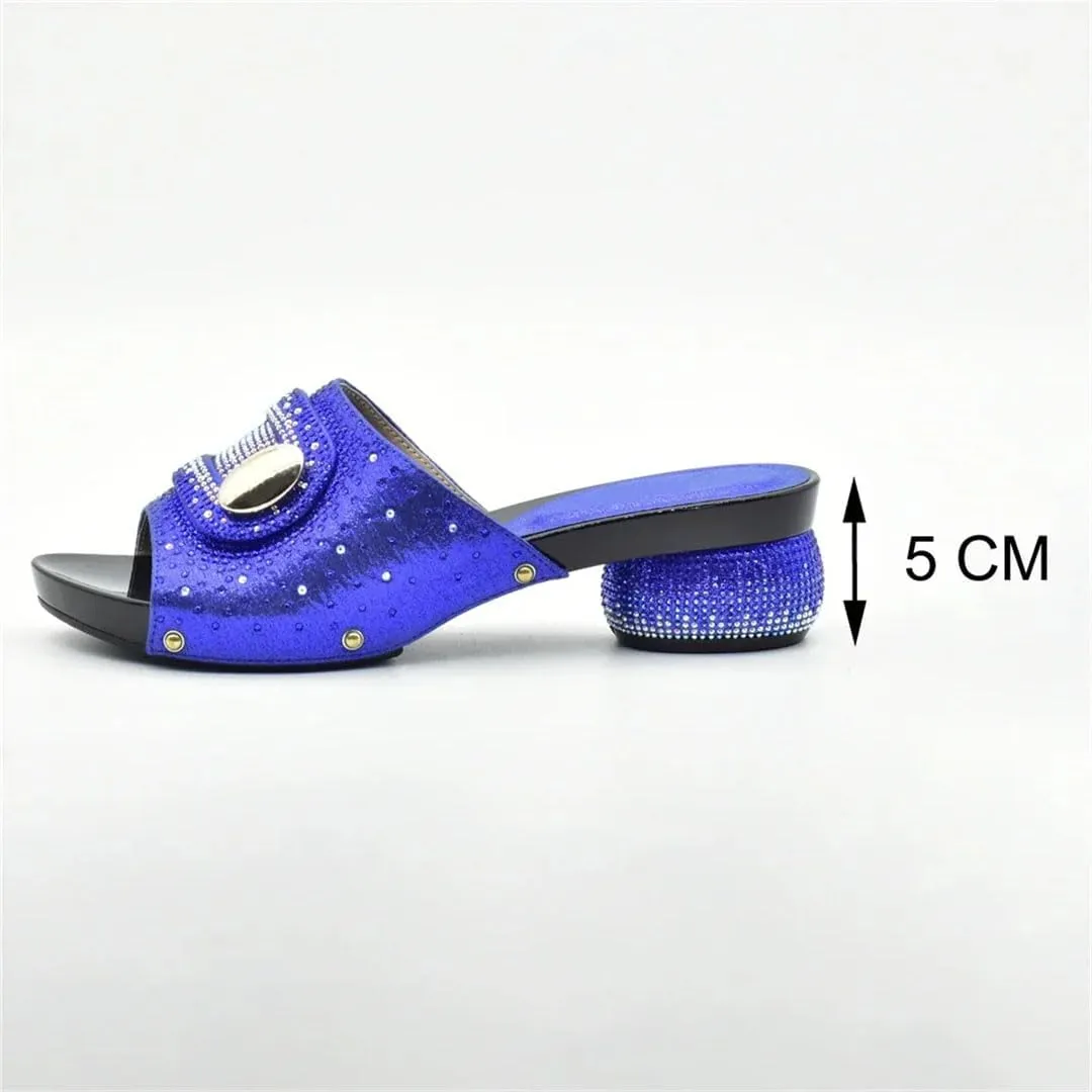 Women Luxury Rhinestone Designer Slip-On Slingback Pumps with Round Toe and Medium Heel for Party