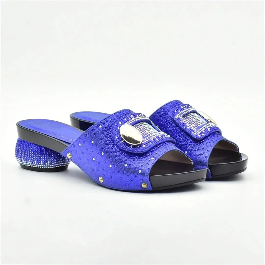 Women Luxury Rhinestone Designer Slip-On Slingback Pumps with Round Toe and Medium Heel for Party