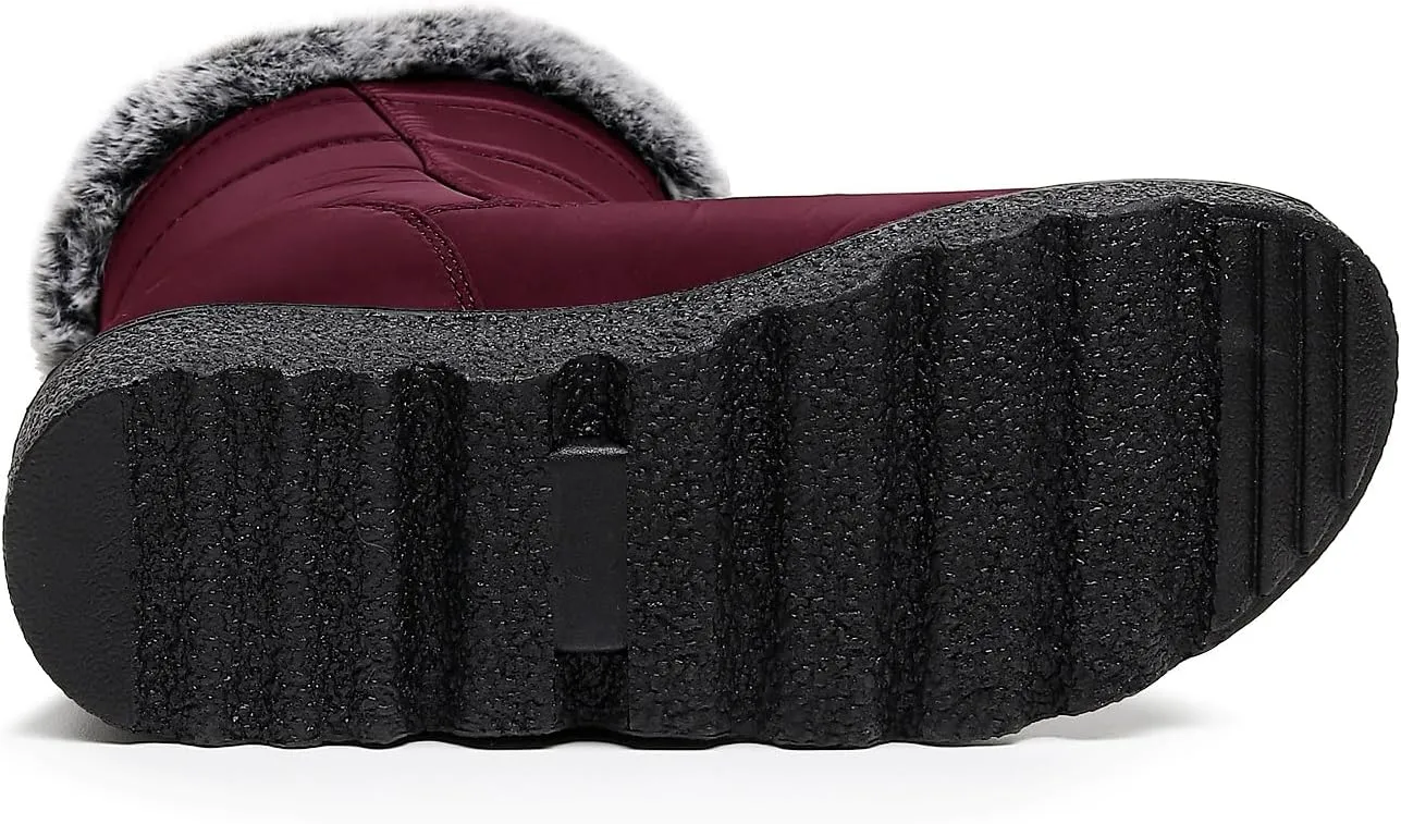 Women Men Lightweight Snow Boots Winter Anti-Slip Ankle Booties Waterproof Slip On Warm Fur Lined Sneaker