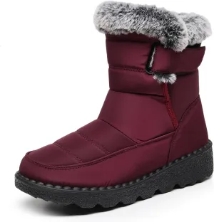 Women Men Lightweight Snow Boots Winter Anti-Slip Ankle Booties Waterproof Slip On Warm Fur Lined Sneaker