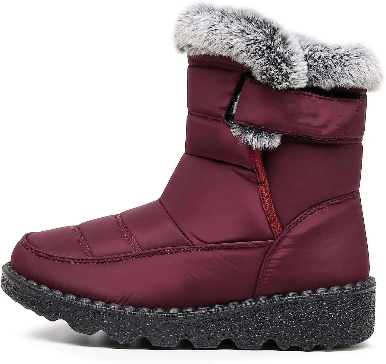 Women Men Lightweight Snow Boots Winter Anti-Slip Ankle Booties Waterproof Slip On Warm Fur Lined Sneaker