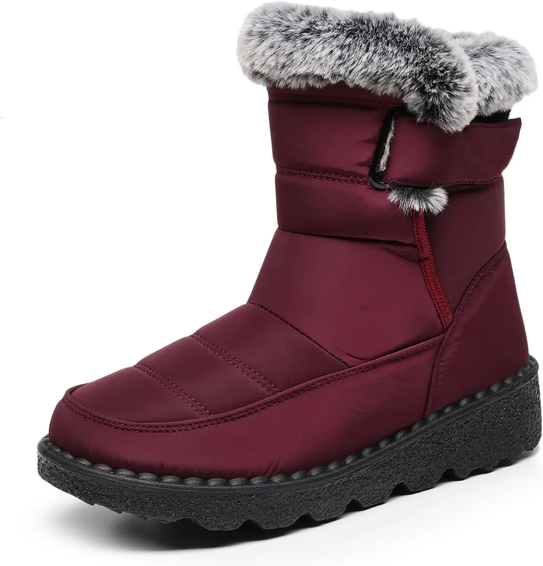 Women Men Lightweight Snow Boots Winter Anti-Slip Ankle Booties Waterproof Slip On Warm Fur Lined Sneaker