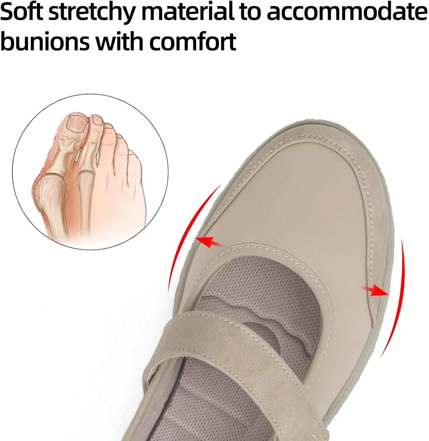 Women Orthopedic Mary Jane Flats Comfortable Bunions Walking Shoes Round Toe Lightweight Orthotic Shoes with Arch Support