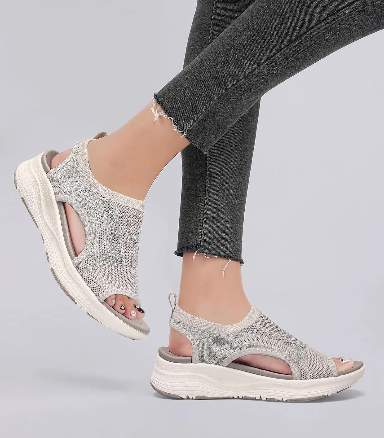 Women Walking Sandals Arch Support Orthotic Comfortable Plantar Fasciitis Non-slip Casual Open Toe Sport Sandals for Athletic Summer Beach