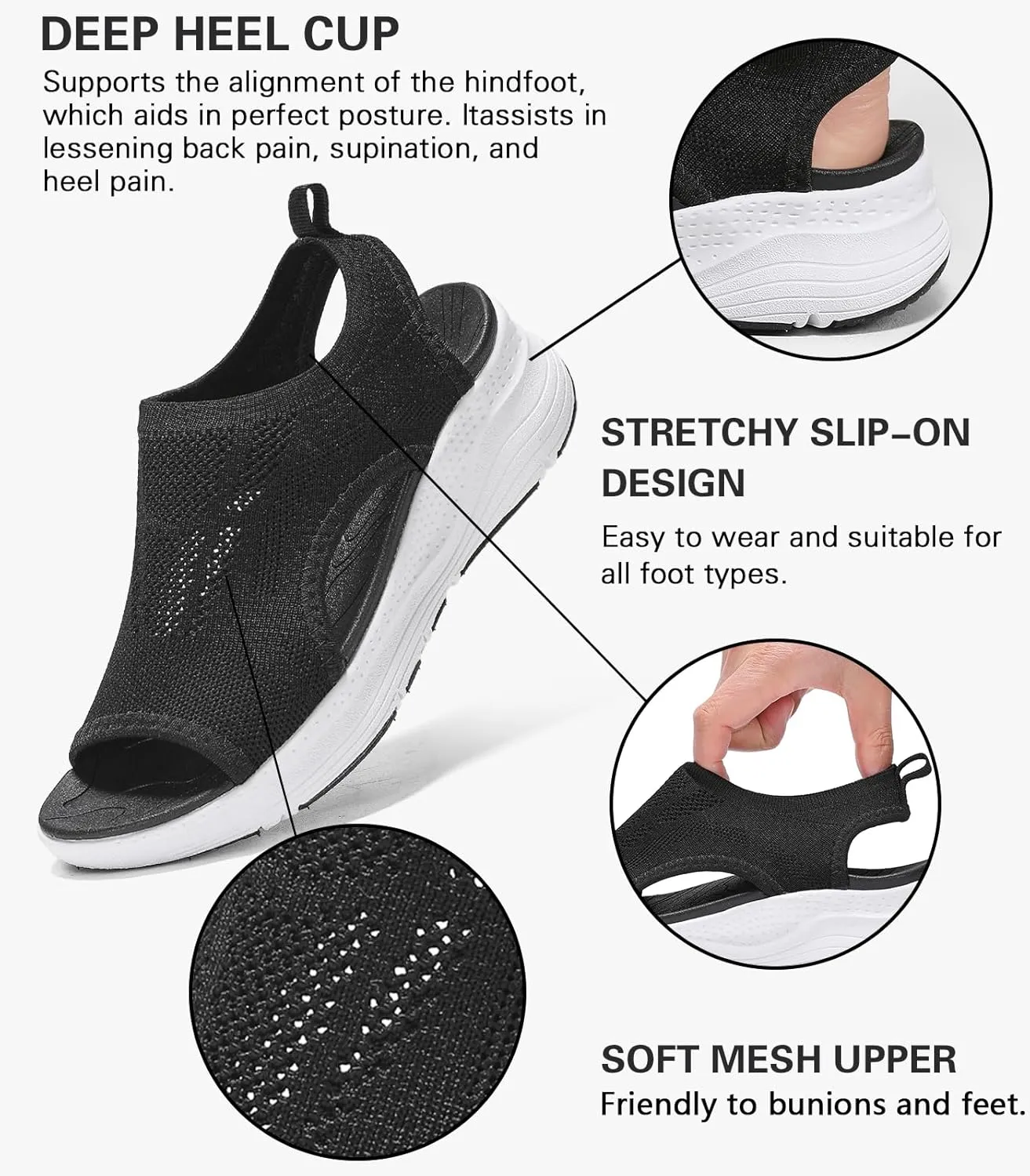 Women Walking Sandals Arch Support Orthotic Comfortable Plantar Fasciitis Non-slip Casual Open Toe Sport Sandals for Athletic Summer Beach