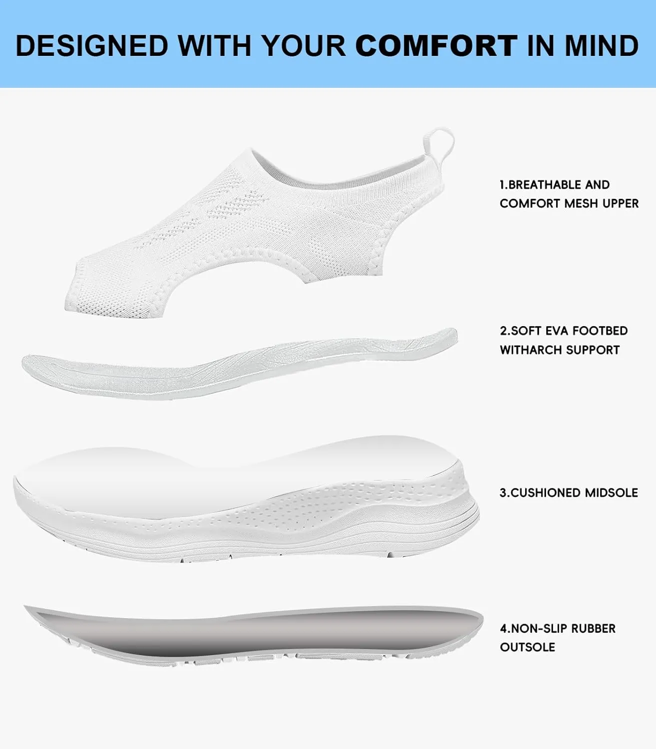 Women Walking Sandals Arch Support Orthotic Comfortable Plantar Fasciitis Non-slip Casual Open Toe Sport Sandals for Athletic Summer Beach