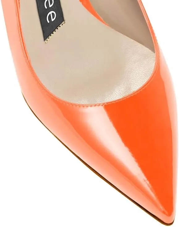 Women's 2 Inch Slingback Pointed Toe Slip On Patent Leather Buckle Strap Kitten Low Heel Sandals Dress Shoes Prom