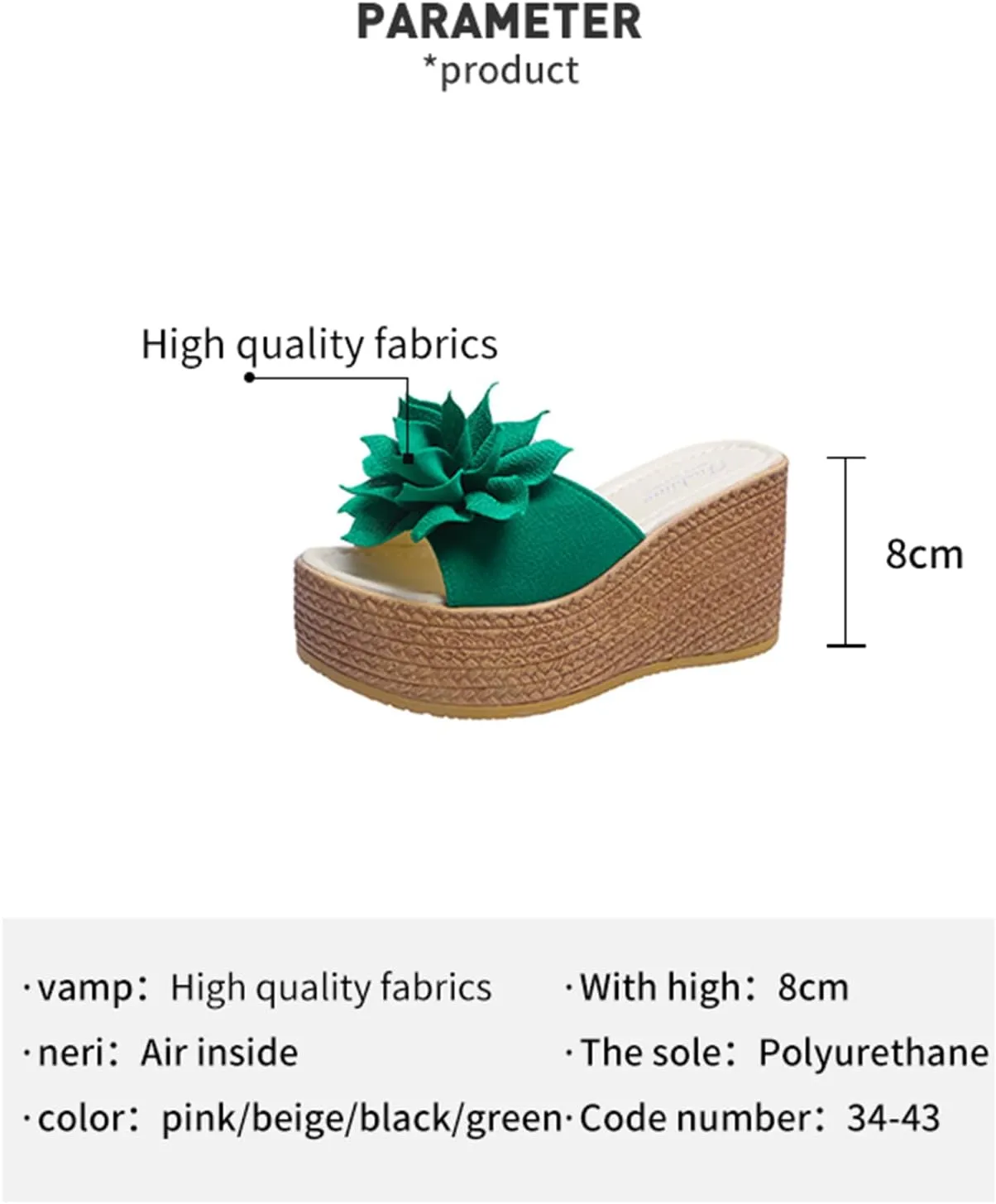 Women's 3D Flower Woven Platform Sandals Wedge Slides,Bohemia Casual Non-Slip Comfy Beach Fish Mouth Open Toes Sandals Dress Heels Slippers