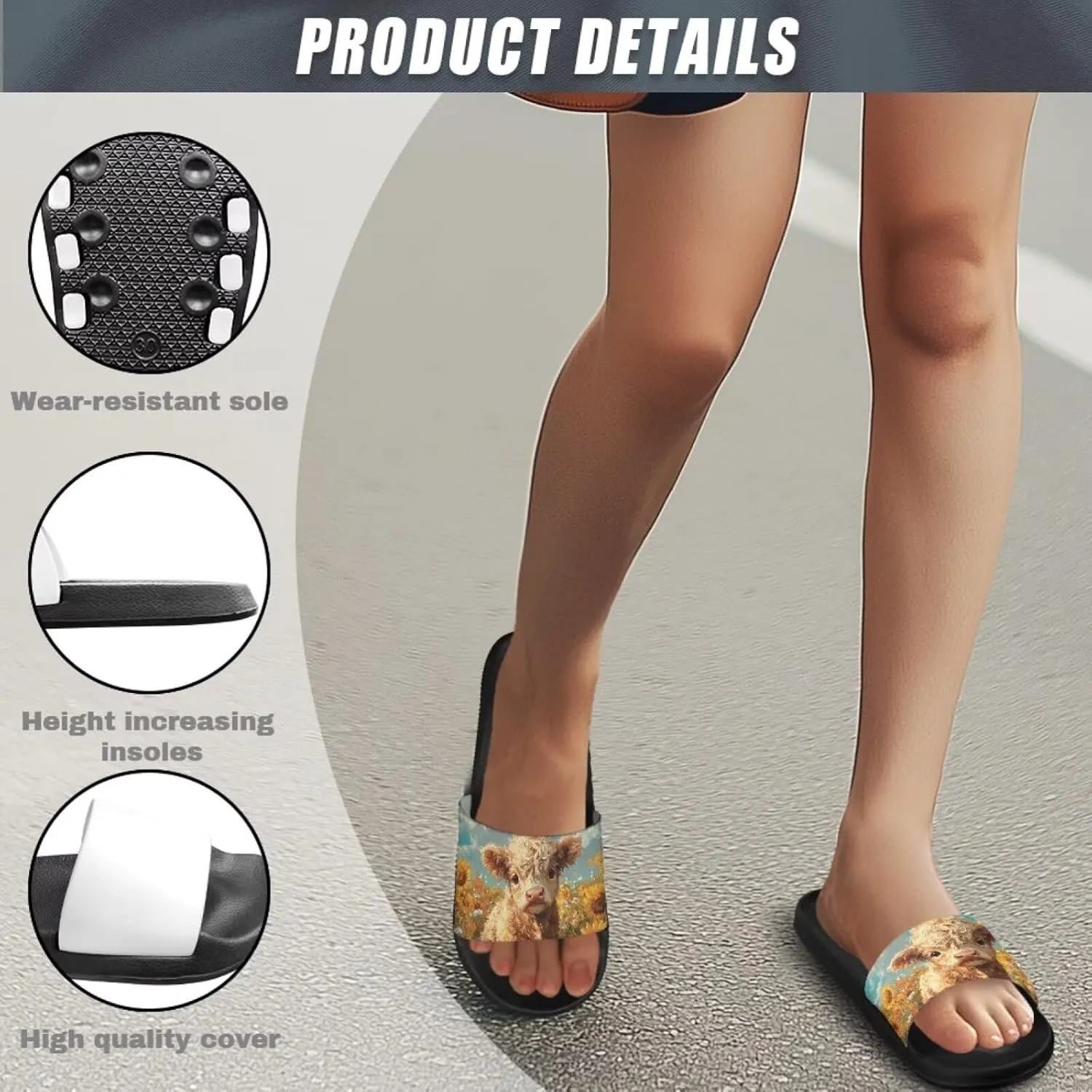 Women's Animal Print Shower Slides Slippers House Bathroom Shoes Beach Sandals for Indoor Outdoor