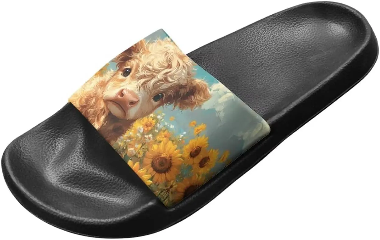 Women's Animal Print Shower Slides Slippers House Bathroom Shoes Beach Sandals for Indoor Outdoor