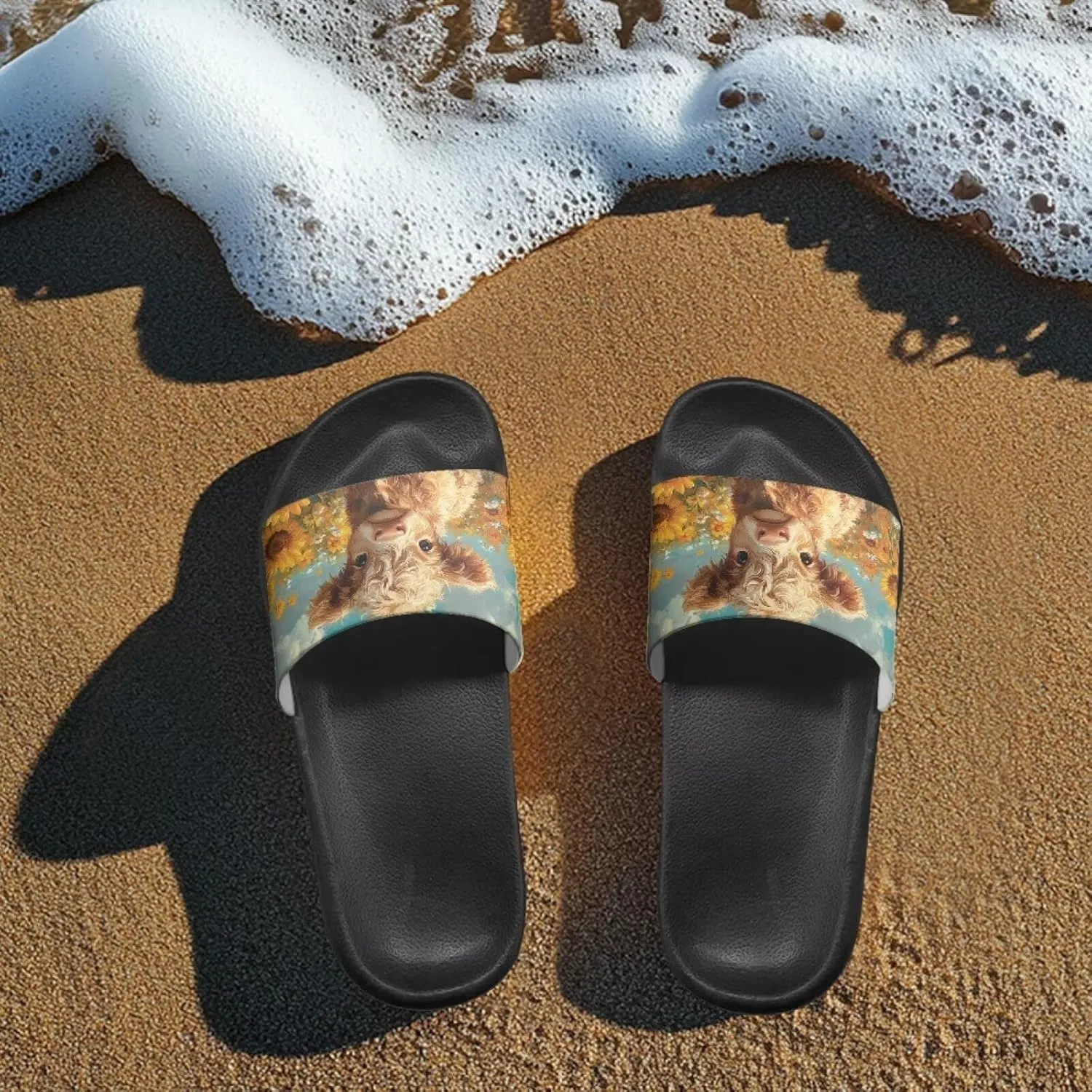 Women's Animal Print Shower Slides Slippers House Bathroom Shoes Beach Sandals for Indoor Outdoor