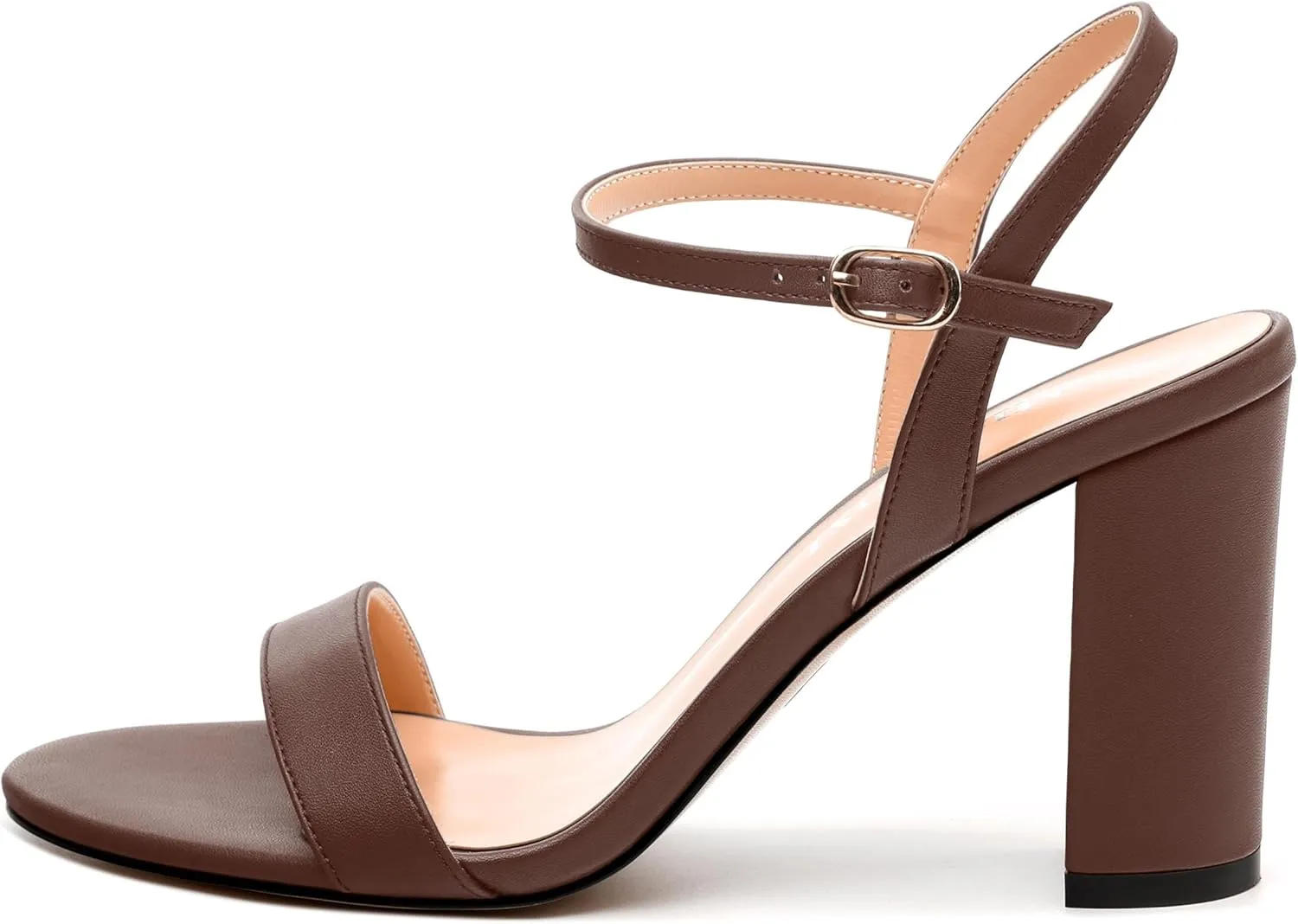 Womens Ankle Strap Block Heel Sandals, Chunky Heel Peep Toe Slingback Sandals, Open Toe High Heel Sandals with Buckle3.3