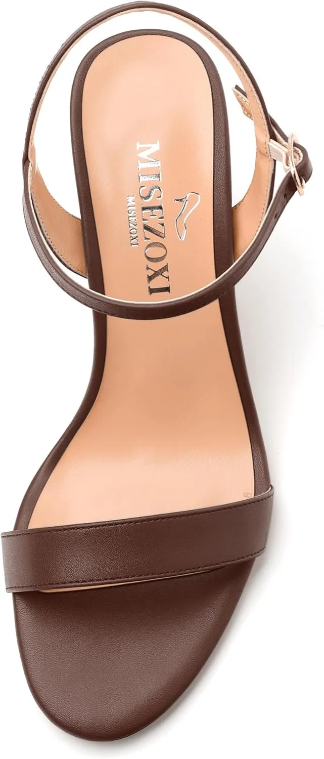Womens Ankle Strap Block Heel Sandals, Chunky Heel Peep Toe Slingback Sandals, Open Toe High Heel Sandals with Buckle3.3