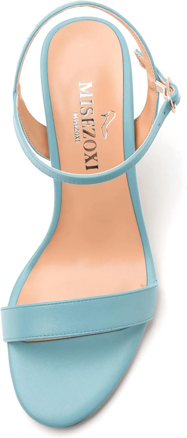 Womens Ankle Strap Block Heel Sandals, Chunky Heel Peep Toe Slingback Sandals, Open Toe High Heel Sandals with Buckle3.3