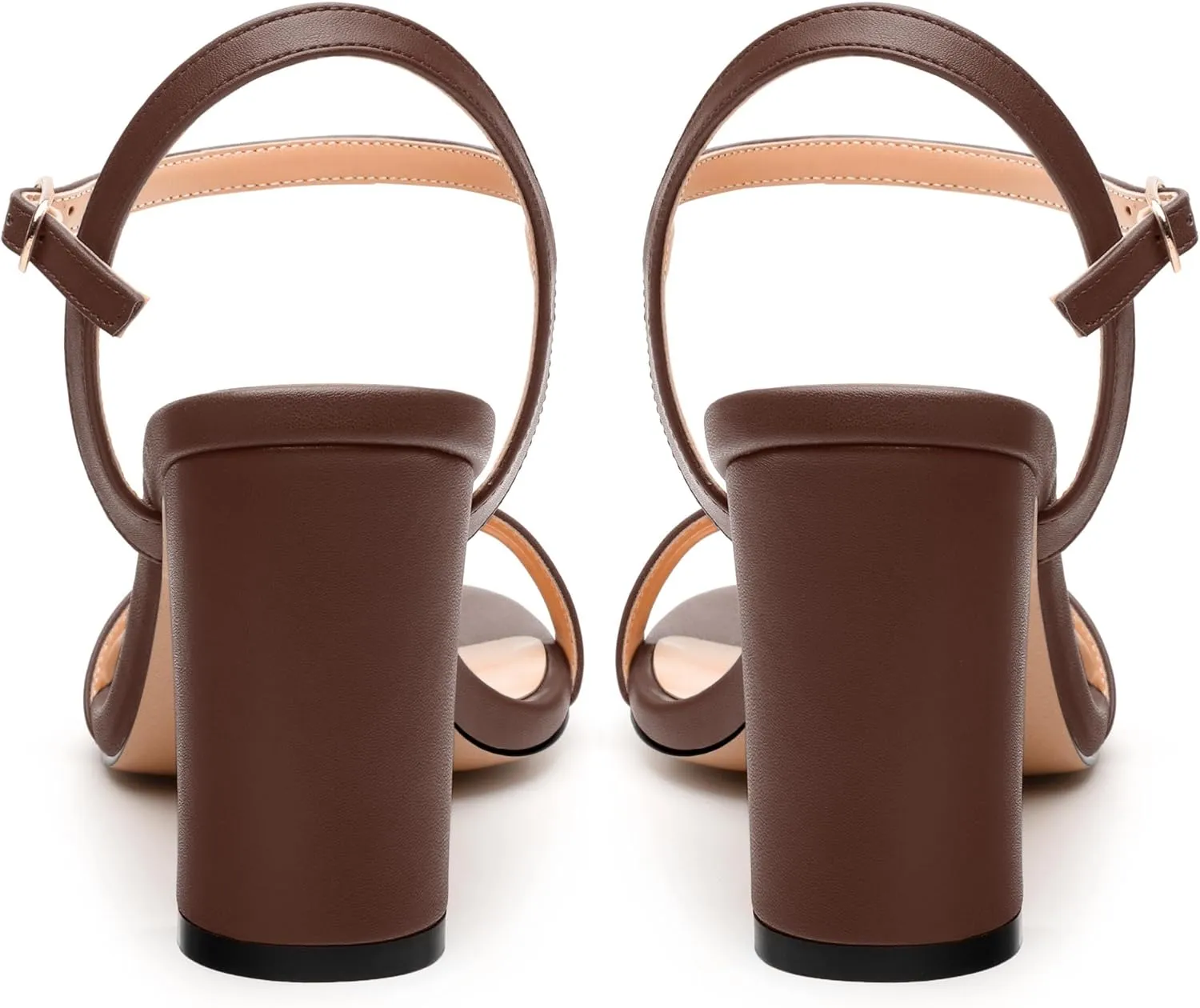 Womens Ankle Strap Block Heel Sandals, Chunky Heel Peep Toe Slingback Sandals, Open Toe High Heel Sandals with Buckle3.3