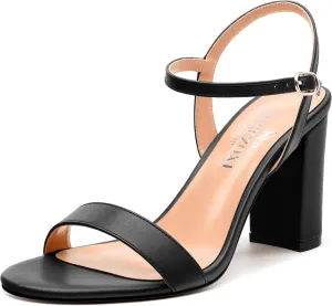 Womens Ankle Strap Block Heel Sandals, Chunky Heel Peep Toe Slingback Sandals, Open Toe High Heel Sandals with Buckle3.3