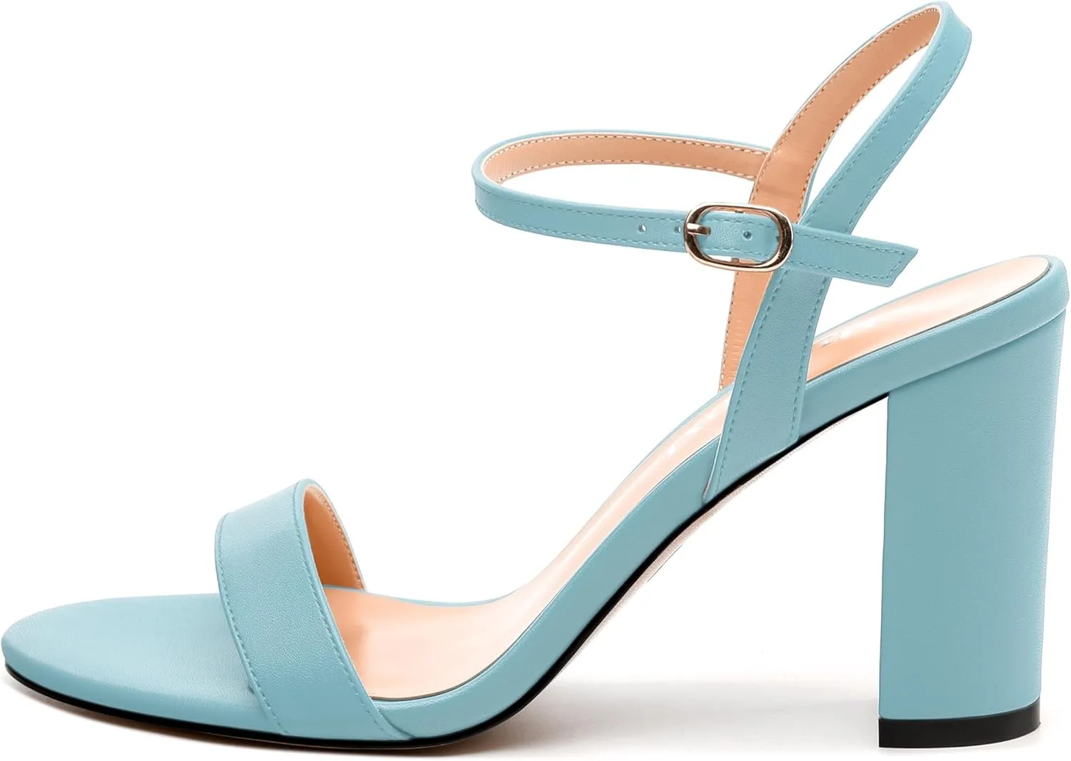 Womens Ankle Strap Block Heel Sandals, Chunky Heel Peep Toe Slingback Sandals, Open Toe High Heel Sandals with Buckle3.3