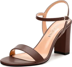 Womens Ankle Strap Block Heel Sandals, Chunky Heel Peep Toe Slingback Sandals, Open Toe High Heel Sandals with Buckle3.3